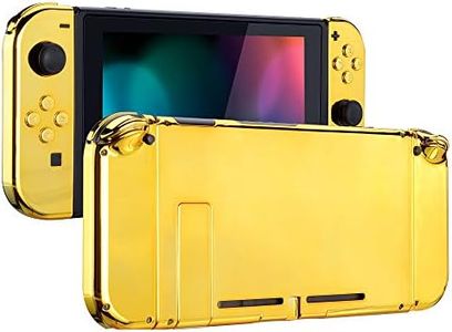 eXtremeRate DIY Replacement Shell Buttons for Nintendo Switch, Back Plate for Switch Console, Housing with Full Set Buttons for Joycon Handheld Controller - Chrome Gold [No Electronics Parts]