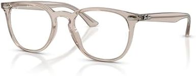 Ray-Ban RX7159 Round Prescription Eyewear Frames, Transparent Beige/Demo Lens, 50 mm