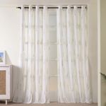 HOMEMONDE Sheer Customize Feet Curtains Set of 2- Printed Sheer Light Filtering Curtain with Eyelets - (Yellow & Green)