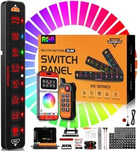 Auxbeam 8 Gang Slim Switch Panel Bluetooth RGB AS-800 with APP&Remote Control Toggle Momentary Pulsed 80A Switch Pod Off Backlight for 12-24V Truck Offroad UTV ATV Car Marine, 2 Years Warranty