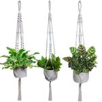 Macrame Plant Hangers, Planters for Indoor Plants, Hanging Plant Holder, Handmade Plant Hangers Hanging Plant Hanger with Beads No Tassels, Home Decor, Gifts for Plant Lovers (Ivory, Pack of 3)