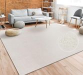 Paco Home Living Room Rug Plain Simple And Modern Short-Pile, Various Sizes and colours, Size:Ø 120 cm round, Colour:Cream