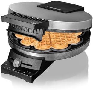 Cloer 189 Heart Waffle Iron Double Coating 930 W Waffle Size 16 cm Heavy Baking Plates, Optical and Acoustic Finish Message, Stainless Steel