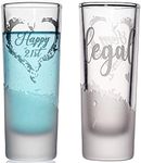 21st Birthday Shot Glass, 2 Oz 2-Sided Finally Legal 2002 Happy 21st Shot Glass for a Birthday Present or 21st Birthday Party, Funny 21st Birthday Gifts for Him or Her Celebrating 21 (1 Pack)