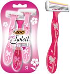 BIC Simply Soleil Disposable Women's Razors, 3 Count, Pink, (Pack of 1)