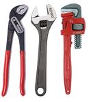 ACHRO Kit Of 3 Tools Plumbing Kit (Contains 10 Inch Water Pump Plier, 10 Inch Pipe Wrench, 8 Inch Adjustable wrench) Multipurpose Tool Kit Set for All Jobs, Open End, Flexible end