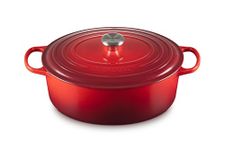 Le Creuset Signature Enamelled Cast Iron Oval Casserole Dish With Lid, 33 cm, 7.5 Litre, Cerise, 21178330602430