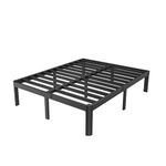 KZZLOL Full Size Bed Frame 16 Inch, Metal Platform Bed Frame Full No Box Spring Needed, DIY Headboard, Heavy Duty Steel Support 3500 LBS, Noiseless, Round Leg, Storage Space, Easy Assembly, Black