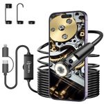 Dual-Lens Endoscope Inspection Camera, 1920P HD Ferdiiz Borescope Camera, 16.4ft Semi-Rigid Snake Cable, 8 Adjustable LEDs, IP67 Waterproof Drain Pipe Endoscope Cool Gadgets Tool for iOS9+ Android 6+