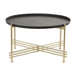 Deco 79 Metal Coffee Table with Gold X Shaped Base, 33" x 33" x 19", Black