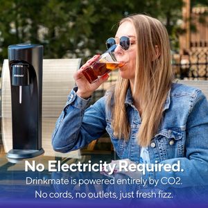 Drinkmate OmniFizz Sparkling Beverage Maker – Matte Black, 1L Bottle & CO2