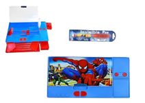 YBN Plastic Jumbo Size Multi-Functional Super Hero Cartoon Theme Pencil Box/Geometry Box With Integrated Sharpner For Boys Girls Kids (Multicolor)