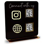 Skywin-QR Code Sign for Business, Social Media Cash App QR Code Sign Stand, Elegant Custom QR Code Sign, Display Holder for Home and Office Desk Decor, Payment Acrylic Sign Holders Stand (Black)