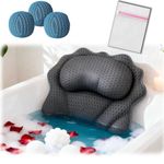 Bath Pillow for Bathtub,Ergonomic Luxury Bathtub Pillows for Tub Neck and Back Support,6D Bath Pillows for tub with 6 Strong Suction Cups Spa Bathroom Accessories Gift with 3-Pack Scum Absorber