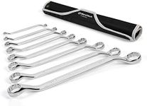 DURATECH 50-Degree Offset Wrench Set, SAE, Double Box End Wrench Set, 8-Piece, 1/4'' to 1-1/4'', 12 Point, CR-V Steel, with Easy Hang Rolling Pouch