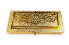 Shree Hanuman Creations Premium Decorative Designer MDF Gifting Cash Box Shagun and Jewellery Box for Weddings (Golden Common)