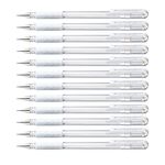 Pentel 0.8 mm Tip Hybrid Pastel Ink Gel Grip Pen - White (Pack of 12 Pens)