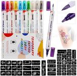 HAWINK Temporary Tattoo Markers for Skin, 10 Body Markers + 56 Large Tattoo Stencils for Kids and Adults, Dual-End Tattoo Pens Make Bold and Fine Lines with Cosmetic-Grade Christmas for teen girls ZYH2208001KIT