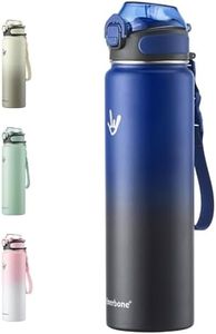 Enerbone Insulated Water Bottle, 32 oz Stainless Steel Water Bottles with Carrying Strap, Double-Wall Vacuum Insulation Thermos, Leakproof Sports Bottle with Straw, Keep Drinks Hot or Cold for Hours
