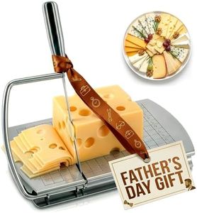 Stainless Steel Cheese Slicer for Block Cheese with Blade & Locking Design - Multipurpose Manual Cheese Cutter Board 9.92 x 8.27 x 1.18 in for Slicing Butter, Vegetables, Fruits, Snacks & Deli Foods