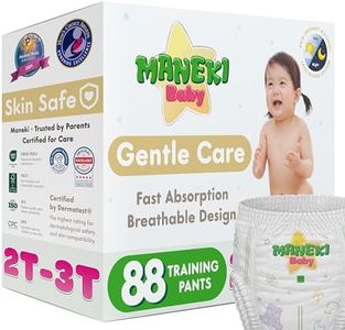 Maneki Baby Hypoallergenic Potty Training Pants 2T–3T, 88 Count (16-31 lbs), Pull-On Diaper Pants & Training Underwear, Soft, Unscented & High Absorbency for Overnight & Daily Use (Pack May Vary)