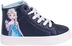 Disney Elsa Shoes for Girls, Classic Trainers for Girls, High Top Sneakers Frozen, Girls Gift, Sizes EU 25 to 32, Blue, 13 AU