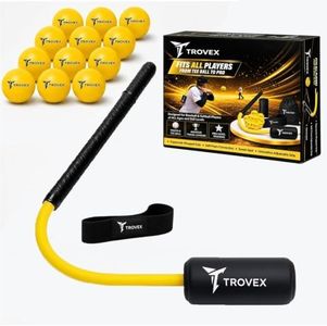 TROVEX Baseball Batting Trainer System – Improve Swing Speed, Timing & Accuracy – All Skill Levels Rope Swing Trainer Kit with Practice Balls, Foam Bat & Carry Bag for Youth & Adults