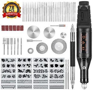 Winload Elektrischer Gravierstift, 78 Stück Gravierwerkzeugsatz, Elektro Graviergerät mit Scribe, 52 Bits und 24 Schablonen für Glas Holz Metall, Gläser Gravieren Werkzeug, DIY Gravur-Gerät