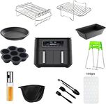 Air Fryer Accessories, 12 Pcs Dual Air Fryer Accessories for Ninja Air Fryer AF500UK & AF400UK & AF451UK & Tower T17088 & AF300UK, Air Fryer Racks & Oil Spray Bottle & Tools