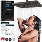 SparkPod 12 Inch Rectangle Rain Shower Head - Ceiling or Wall Mount Rainfall Shower Head - Large Coverage Showerhead - Brass Ball Joint with 360° Adjustment - 1-Min Install (Vintage Oil Rubbed Bronze)