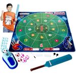 Tassino Cricket Game Kits Target Game Toys Sets Indoor Outdoor Training Sports Sets for Kids with Automatic Launcher Pitching Machine, Cricket Bats, Sticky Balls, Fabric Dartboard, and Hooks