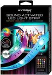 Xtreme USB Powered Sound Reactive LED Light Strip with 8 Unique Colors, 8 Color Changing Modes, Preinstalled Adhesive Back and Included IR Remote – 6.6ft