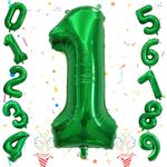 40 Inch Emerald Green Number 1 Balloon, 0-9 Set Large Number Foil Helium Balloons for Kids, Dark Green Balloons for Boys Girls 1st Birthday Party Baby Shower Anniversary Jungle Decoration Supplies