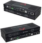AV Access 100M(330ft) 4K@60Hz 444 HDMI 2.0 USB KVM Extender (HDBaseT) PoH, 1 Host 4 USB for Keyboard Mouse at TX or RX, LAN Access Extension over Cat5e/6/7, IR Remote + 3.5mm Stereo RS232