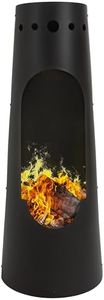 Sunnydaze Santa Fe 50-Inch Chiminea Outdoor Fire Pit - Wood-Burning Chiminea Outdoor Fireplace with Wood Grate - Black