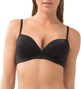 Smart+Sexy Women's Swim Secret Convertible Push-up Bikini Top, Black Hue, 34C