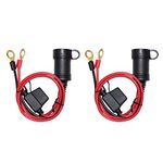 [2 PACK] 3FT 12V Female Socket Battery Eyelet Ring Terminal 12volt Extension Cord Outlet Adapter Plug Power Supply Car Electrical Dc Charger Accessory Connector Kit 10Fuse