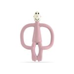 Matchstick Monkey, Original Teether & Gel Applicator, Antimicrobial Silicone Teething Toys for Baby, Easy to Grip, BPA Free, 3 Months Old+, 10.5 cm, Dusty Pink Monkey