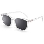 DOOViC Reading Sunglasses Transparent/Square Smoke Lens Large Frame Sun Readers Glasses for Men/Women +3.0