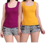 STXXOR T-S2 Tank Top/Vest Camisole Sando Spaghetti Chemise Inner Wear Camis for Girls and Women (Pack of 2 Multicolor) (S)