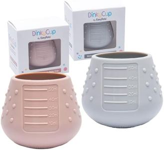 EasyTots DinkyCup 2 x 50ml | Open Re-Balancing Baby Cup | BPA Free Silicone | Use from 4 to 18 Months | Extra Small for Tiny Hands and Mouths | Perfect Weaning Sippy Cup (1 x Mauve & 1 x Grey)
