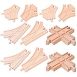 CCCYMM 10 Pcs Wooden Train Track Set, Curved Switch Track and Cross Track Compatible with All Major Brands