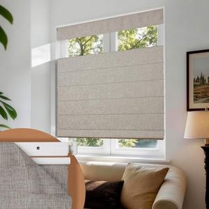 No Tools No Drill Cordless Roman Shades, Top Down Bottom Up (TDBU) Roman Blinds for Home,Windows Room Darkening Blinds & Shades for Living Room Bedroom