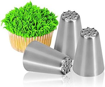 Skypia 3PCS Stainless Steel Grass Icing Nozzles Set Christmas Cupcake Mousse Cake Decorating Tips Piping Nozzles DIY Baking Tools (Multiple)