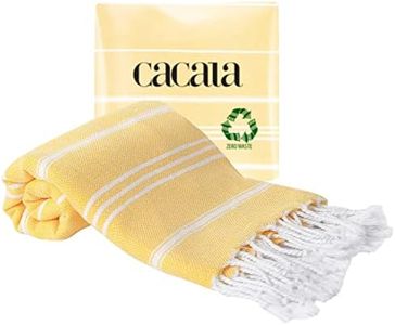 Cacala 100% Turkish Cotton Kitchen Tea Towels, Highly Absorbent Luxury Soft Quick Drying Dish Towel with Hanging Loop for Gym, Yoga, Bath, Sports, Cleaning and Kitchen (23 x 36), Yellow