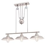 Westinghouse Lighting 63699 Iron Hill Three-Light Indoor Island Pulley Pendant, Brushed Nickel Finish