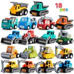 18 Piece Pull Back Car Assorted Mini Truck Model Car, Friction Powered Race Cars Vehicle Set for Toddlers, Boys, and Girls’ Educational Pretend Play