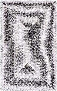 Safavieh Braided Collection Area Rug - 8' x 10', Black & Navy, Handmade Farmhouse Cotton, Ideal for High Traffic Areas in Living Room, Bedroom (BRD260N)