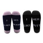 MBMSO Couples Matching Socks I Like His Beard I Like Her Butt Funny Couples Gifts (I Like His Beard I Like Her Butt -02)