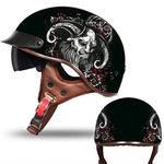 Retro Motorcycle Half Helmet, Open Face Moped Helmet Bike Cruiser Chopper Scooter Crash Moped ATV ECE Approved for Men and Women Adult M~XXL